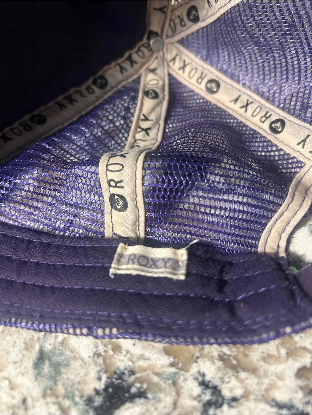 Y2K Roxy Mint and Purple Logo Trucker/surf Hat size small